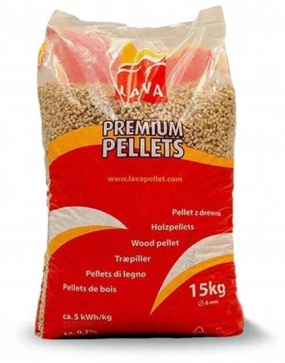 Pellet iglasty drzewny Stelmet Lava Premium Żwirek Opał 19,00 MJ/kg 15kg