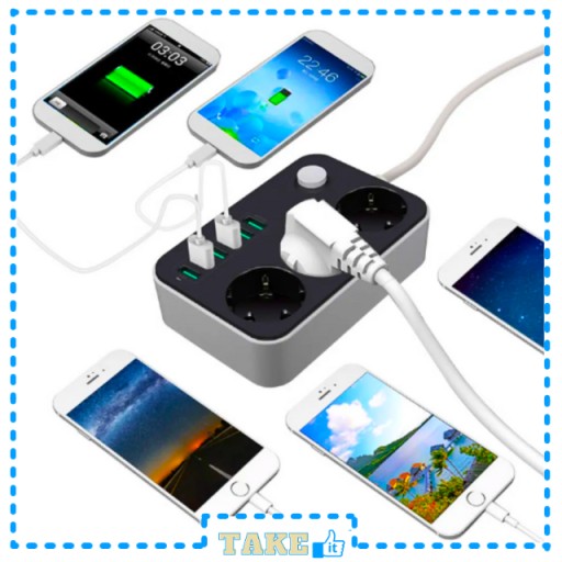 PRZEDŁUŻACZ LISTWA ZASILAJĄCA 3 GNIAZDA + 6 USB MINI LISTWA 6 USB 3 GNIAZDA