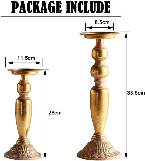 ZŁOTY ŚWIECZNIK DEKORACJA ŚLUBNA NA STÓŁ 33/28cm