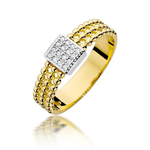 Złoty pierścionek z brylantami 0,08 ct pr. 585 Bi