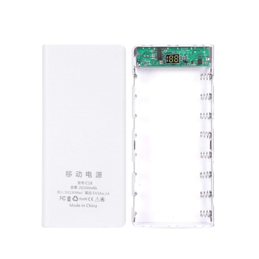 Корпус PowerBank 8 ячеек 18650 2xUSB USB C Micro