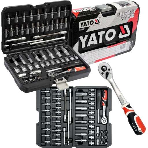 НАБОР ИНСТРУМЕНТОВ YATO ТОРЦЕВЫЕ КЛЮЧИ 56EL 1/4 ТРЕЩОТКА YT-14501
