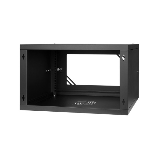 Шкаф RACK 19'' 6U 600х450мм ЧЕРНЫЙ Стеклянная дверь