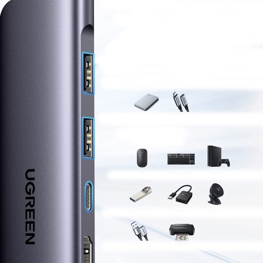 Док-станция UGREEN 100 Вт HUB USB-C HDMI SD