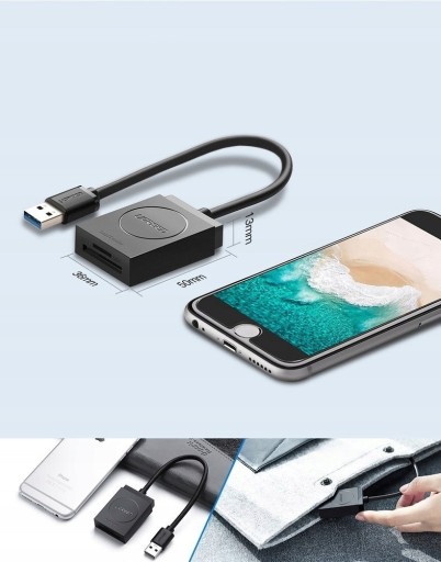 Кардридер Ugreen SD/micro SD для USB 3.0 черный