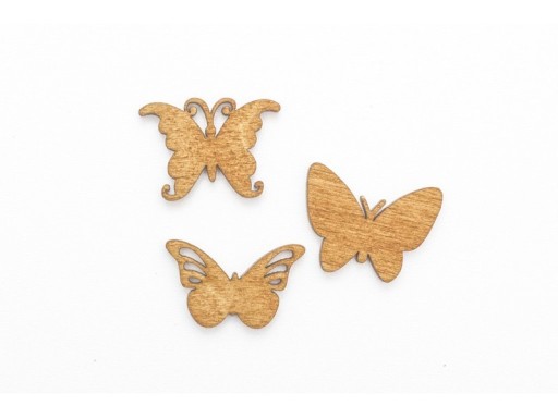 Drewniane motyle kształty ze sklejki, skrapki 3-5cm, ok.60szt/MIX, gr.3mm