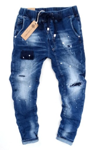 Итальянские спортивные джинсы BAGGY джоггеры с нашивками S