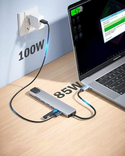 АДАПТЕР-концентратор СТАНЦИОННЫЙ РАЗДЕЛИТЕЛЬ 8 В 1 USB-C HDMI 4K LAN SD/TF PD