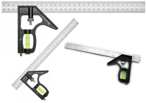 HOGERT KĄTOWNIK ALUMINIOWY STOLARSKI CIESIELSKI BUDOWLANY Z POZIOMICA 300mm