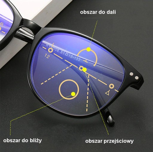 Okulary progresywne wieloogniskowe do czytania +3