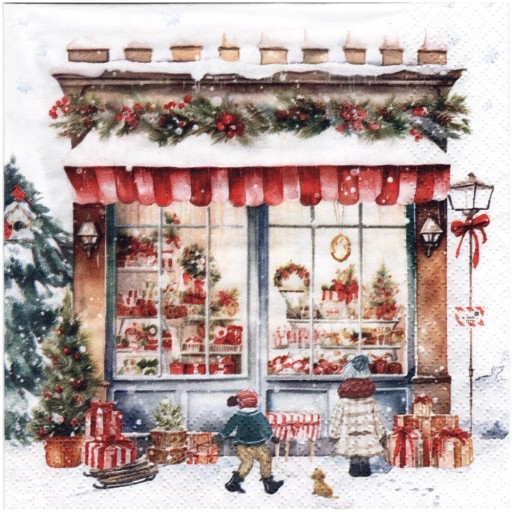 SERWETKA do decoupage 33x33cm - Boutique de Noel świąteczna witryna