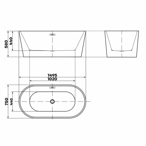 BRAIDER Отдельностоящая ванна CANNEA 150 см. Белый