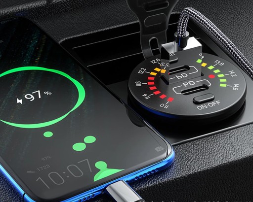 АВТОМОБИЛЬНЫЙ ВОЛЬТМЕТР С ЗАРЯДКОЙ USB ВСТРОЕННОЕ ЗАРЯДНОЕ УСТРОЙСТВО USB-C 5В 3А