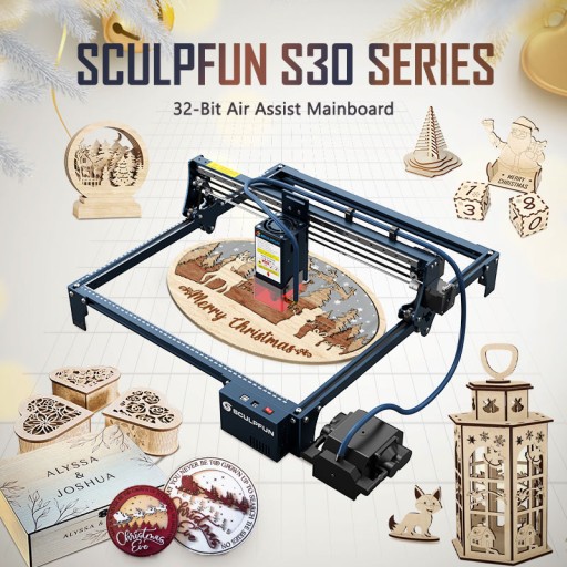 Лазерный гравер SCULPFUN S30 с доской + счетчиком + роликом