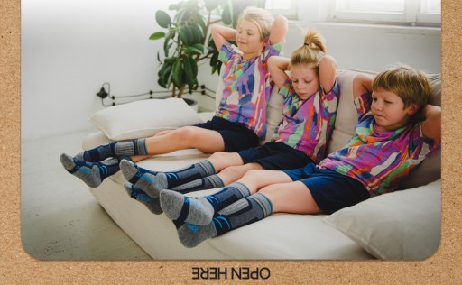 Skarpetki dziecięce 3Kamido OUTDOOR wełna merino szaro - pomarańczowe 27-30