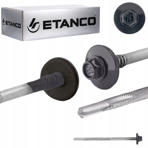 Wkręty do płyty warstwowej 110 mm RAL 7016 100 szt. do metalu Etanco GTR12