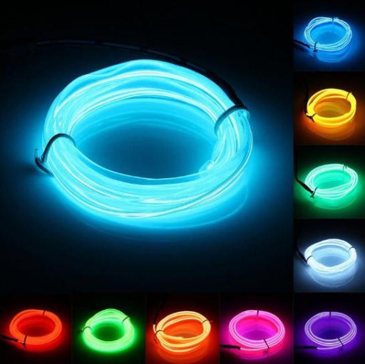 6x EL WIRE FIBER OPTIC LED RGB AMBIENT PILOT 2x8m