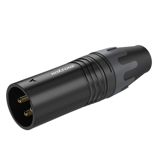 РАЗЪЕМ XLR ДЛЯ МИКРОФОНА ДЛЯ КАБЕЛЯ, 3 КОНТАКТА, ПОЗОЛОЧЕННЫЙ, ROXTONE XM3BG, ЧЕРНЫЙ