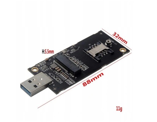 Переходник NGFF M.2 Key B на USB 3.0 со слотом для SIM-6