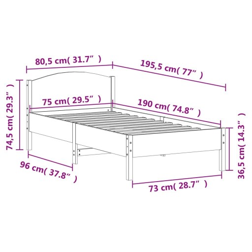 Рама без регулировки VidaXL 60x200
