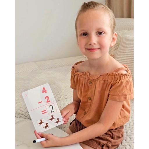 KARTY FISZKI DO NAUKI LICZENIA ŚCIERALNE KARTY EDUKACYJNE MARKER WOOPIE