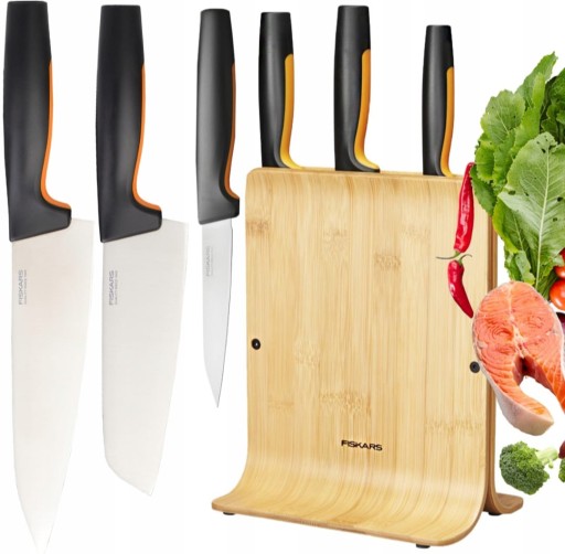FISKARS FF Set Набор из 3 ножей Boss в деревянном блоке