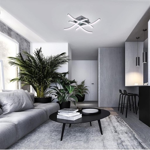 NOWOCZESNA LAMPA SUFITOWA LED ŻYRANDOL 24W 6500K DO SALONU, KUCHNI
