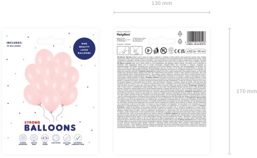 BALONY RÓŻOWE PASTELOWE NA ŚLUB WESELE KOMUNIA DUŻE DO GIRLAND 30 CM 10 SZT