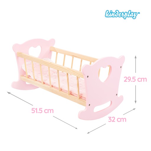 ДЕРЕВЯННАЯ ЛЮЛЬКА-КРОВАТЬ ДЛЯ КУКЛЫ 51,5см KINDERPLAY + ПОСТАЛЬНЫЕ ПРИНАДЛЕЖНОСТИ