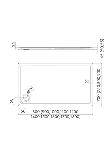 SCHEDLINE Brodzik prysznicowy 90x75 ESTIMA 75X90 SCHEDPOL kompozytowy