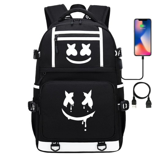 НОВЫЙ ШКОЛЬНЫЙ РЮКЗАК ШКОЛЬНЫЙ РЮКЗАК DJ MARSHMELLO USB ВЫКРОЙКИ А4 БОЛЬШОЙ