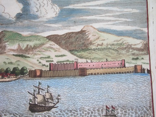 1687 супер ORIENT ABIDOS морские корабли ОРИГИНАЛЬНАЯ панорама порт Азии