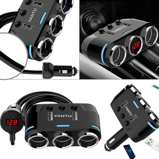Разветвитель прикуривателя 12 В 24 В QC 2x USB Автомобильное зарядное устройство