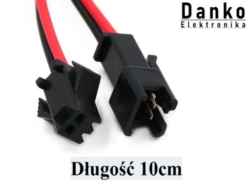 Złącze JST SM 2 Pin taśma LED wtyczka + gniazdo 10
