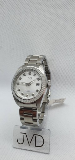 Часы JVD JC579.1, указатель даты, цирконы, серебро