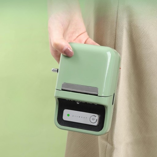 Drukarka termiczna etykiet samoprzylepnych retro B21 NiiMbot tekst grafika