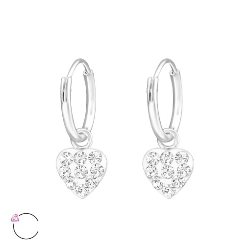 СЕРЕБРЯНЫЕ СЕРЬГИ 925 ПРОБЫ ДЕВОЧКА сердце
