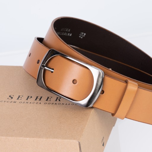 Pasek skórzany SEPHER Classic 4cm CIEMNY RUDY |110