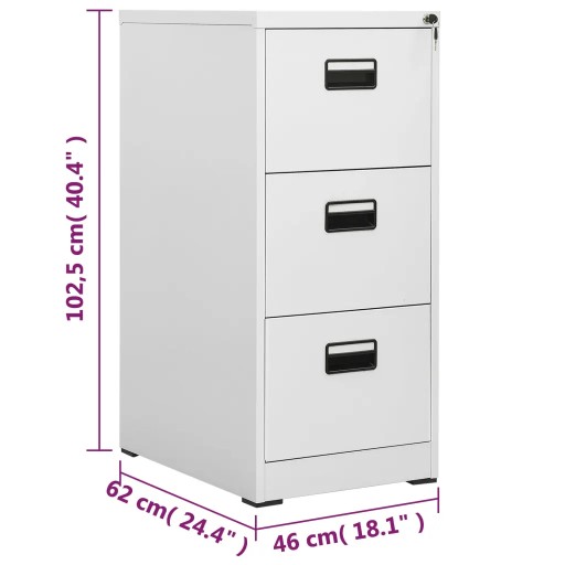 Картотека vidaXL Светло-серый 46x62x102,5 см Сталь