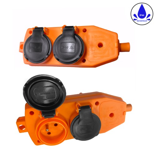 Удлинитель 3х2,5 1м SPLITTER - вилка угловая, ПВХ OWY H05VV-F