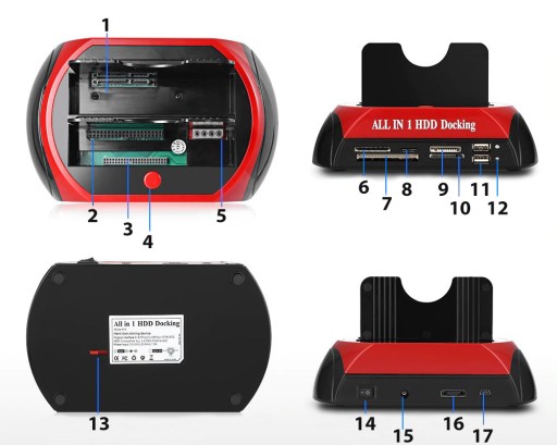SATA ATA IDE HDD SSD-накопитель док-станция USB SD Картридер MS 480 Мбит/с
