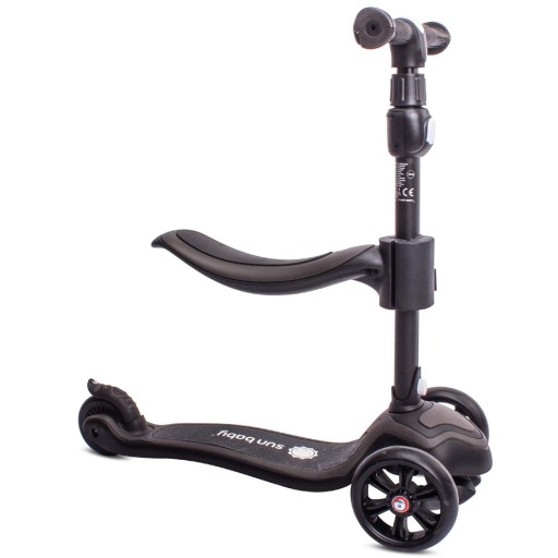 SUN BABY SCOOTER BALANCE BIKE FLASH SKATEBOARD 3в1 со светодиодными колесами черный