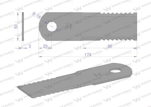 Поворотный нож измельчитель соломы, измельчитель 173x50x3 мм, отверстие 18 применений