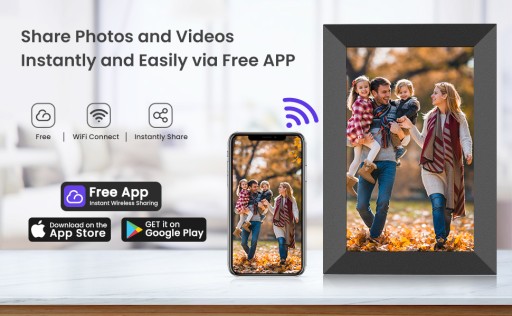 Цифровая фоторамка 10,1 дюйма, Wi-Fi, 1280x800, 16+32 ГБ