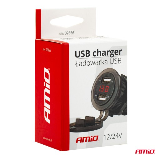 ЗАРЯДНОЕ УСТРОЙСТВО 2xUSB ВОЛЬТМЕТР 3.1А 12В|24В + РАМА
