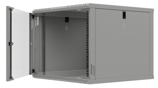 Подвесной серверный шкаф RACK 19 дюймов, 9U, 600 мм, стеклянная дверь, серый Stalflex