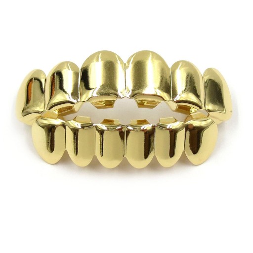 Хип-хоп золотые зубы Grillz Set Верхний нижний зуб