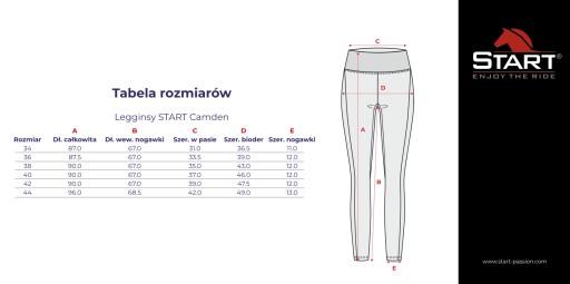 Legginsy do jazdy konnej damskie START Camden z pełnym lejem, czarne 36