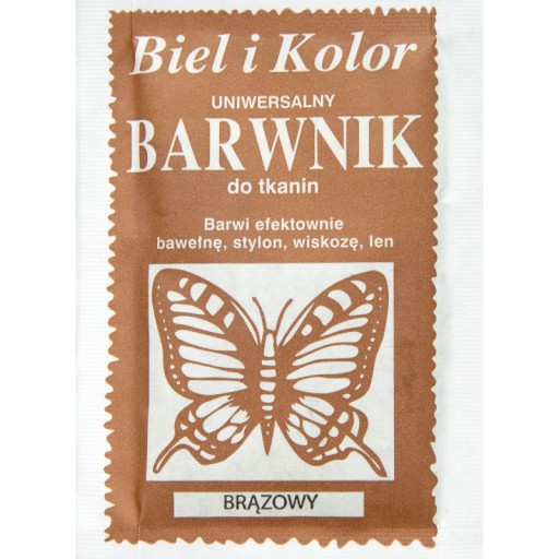 Barwnik do tkanin farba Biel i Kolor BRĄZOWY