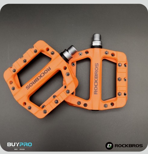 Pedały Platformowe Lekkie Pomarańczowe do Roweru MTB Nylon ROCKRBOS